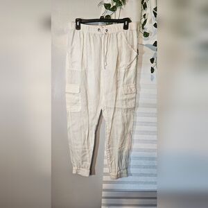 Nicole Miller White Linen Cargo Pants